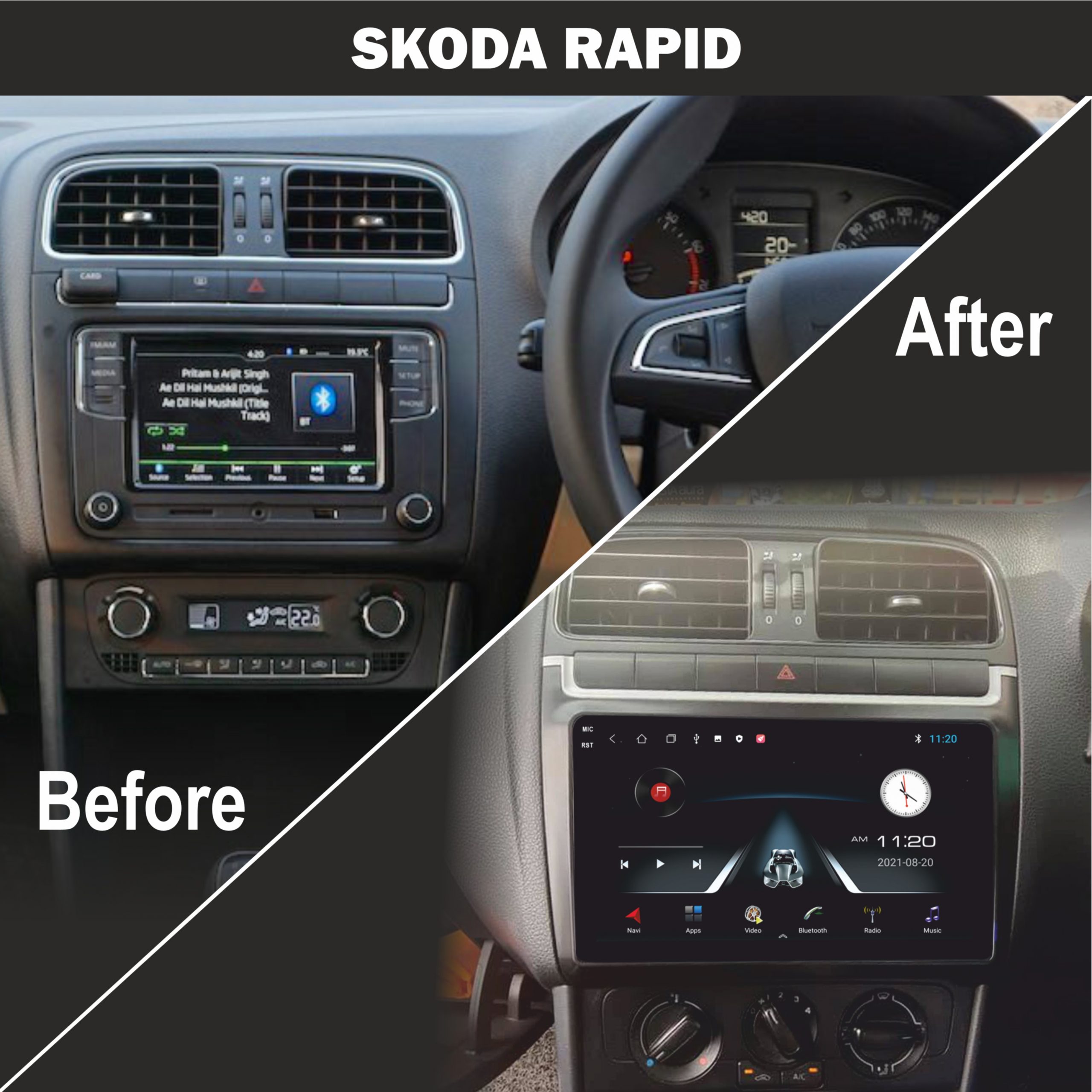 Skoda rapid Touch Screen Android Music System